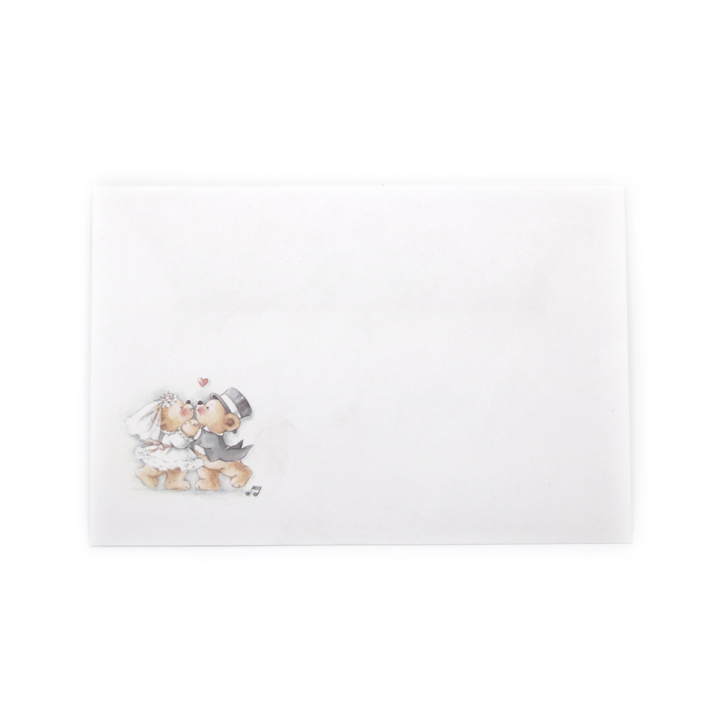 Envelope for Wedding Greeting Card or Invitation Card, 12x18 cm, with Newly Wed Bears