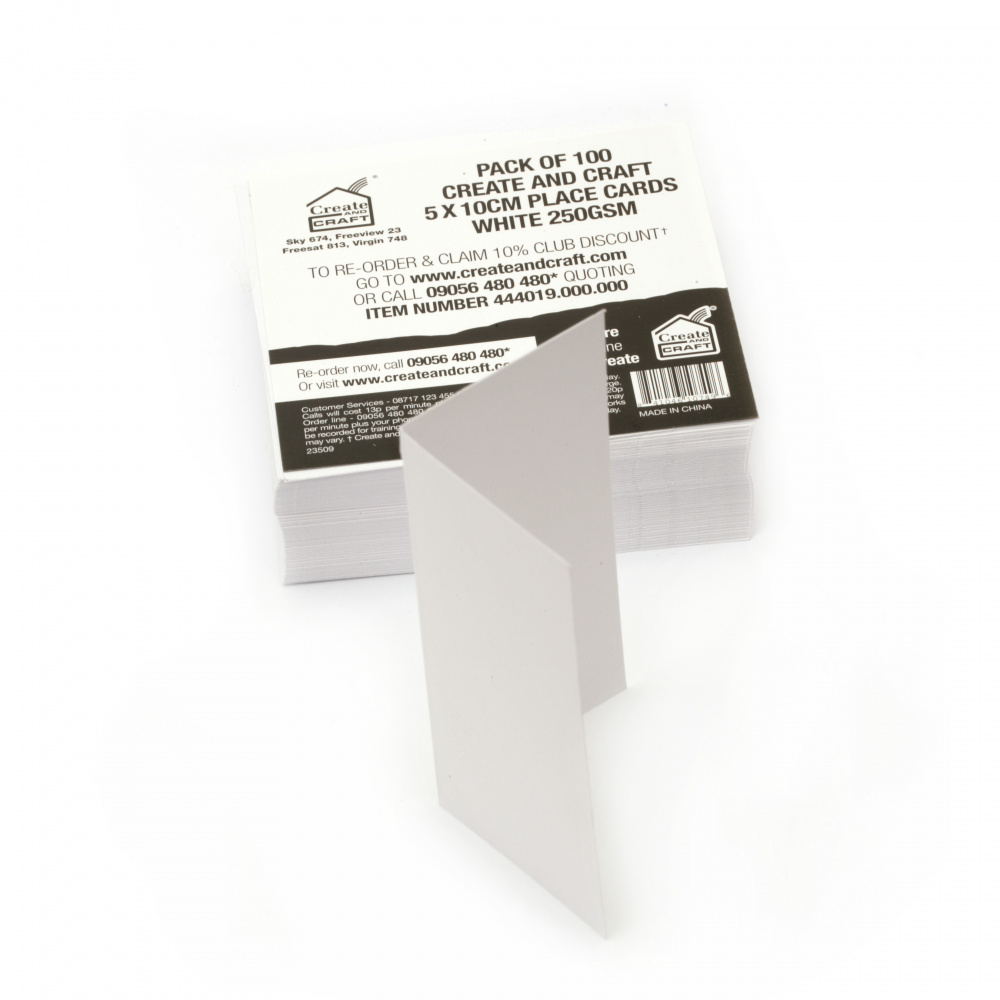 Основа за картичка картон 250 гр 10x10 см бигована цвят бял -100 броя