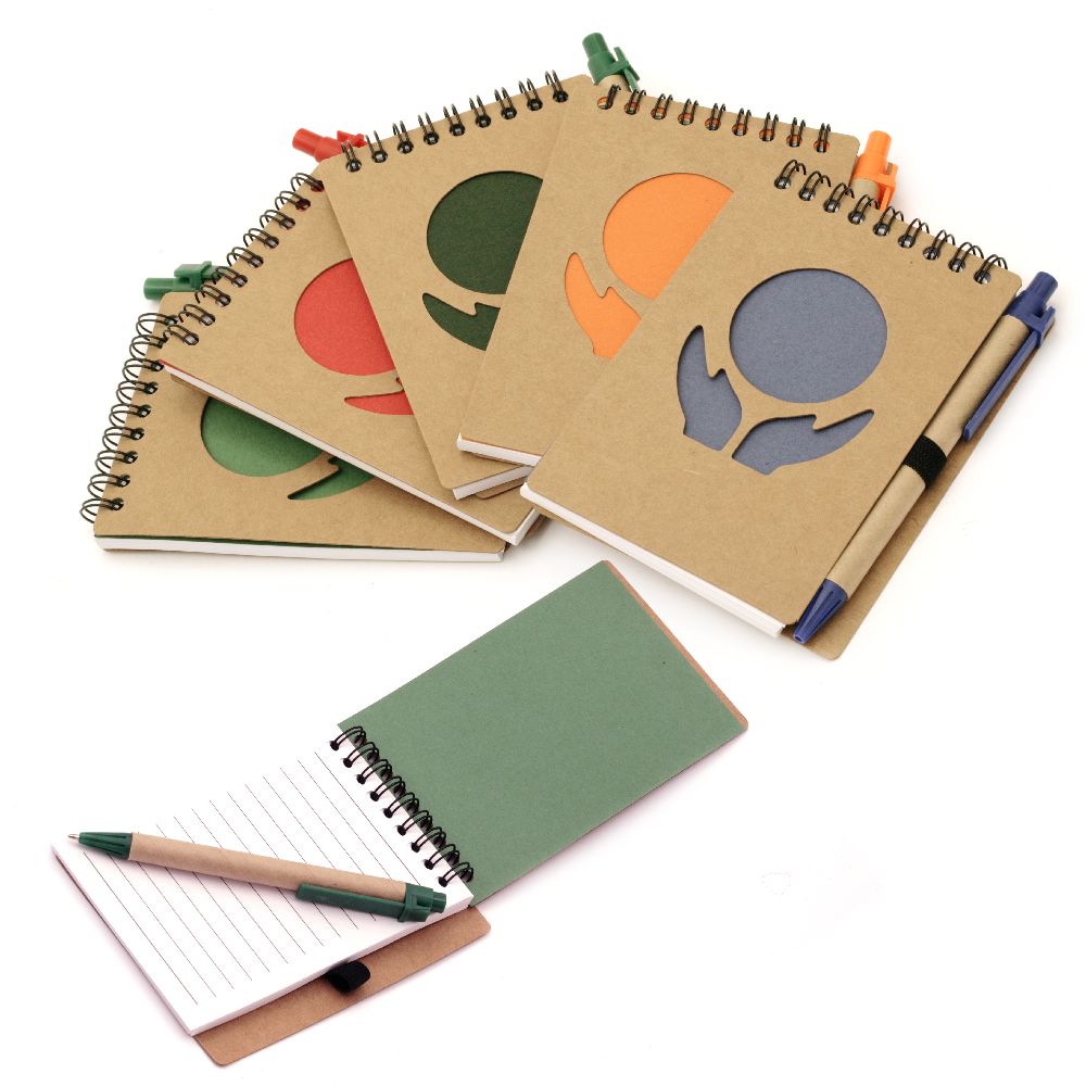 Notebook ECO soft cover with ECO pen for decoration spiral 70 sheets 10.1x13.7 cm
