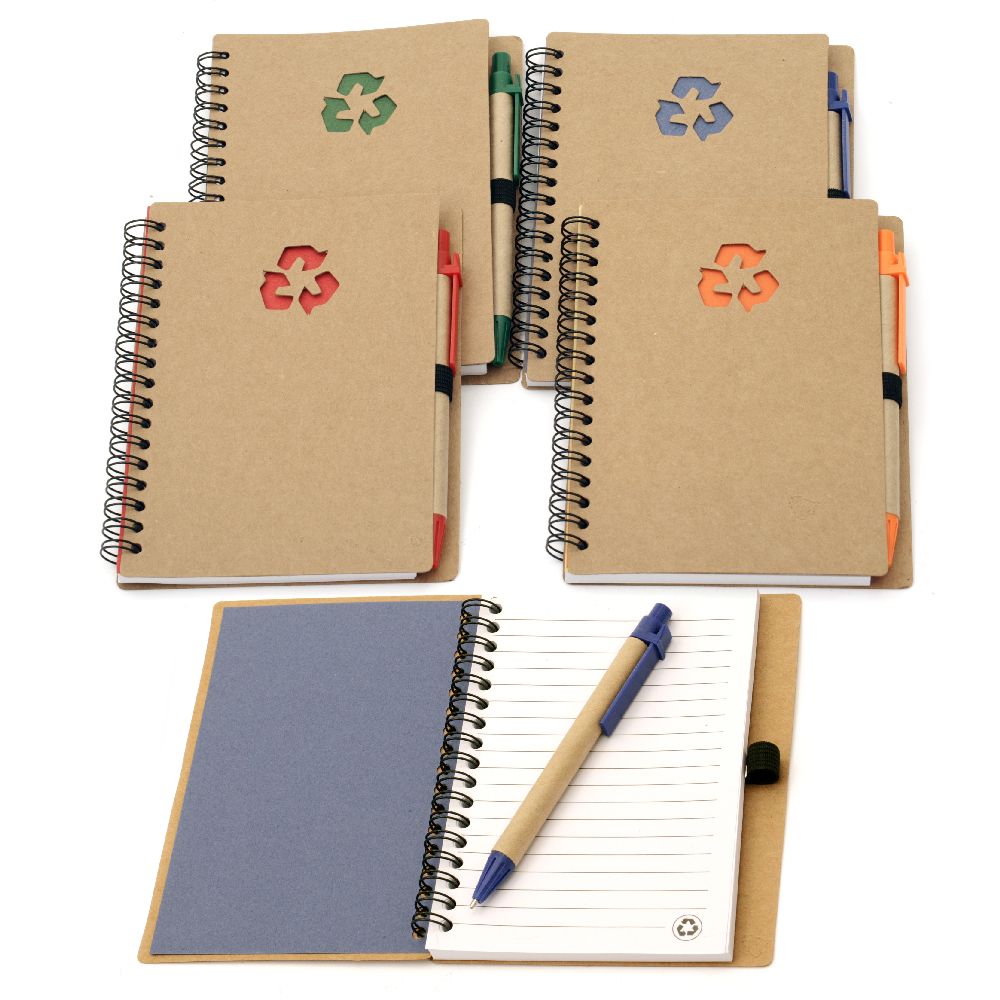 Notebook EKO Friendly Soft Cover, Pen, Spiral 70 sheets 12.5x15.7 cm