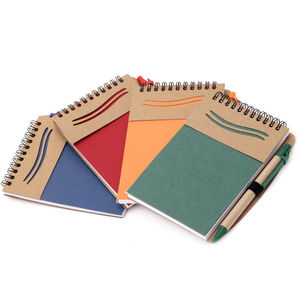Notebook EKO Friendly Soft Cover, Pen, Spiral 70 sheets 12.2x16 cm