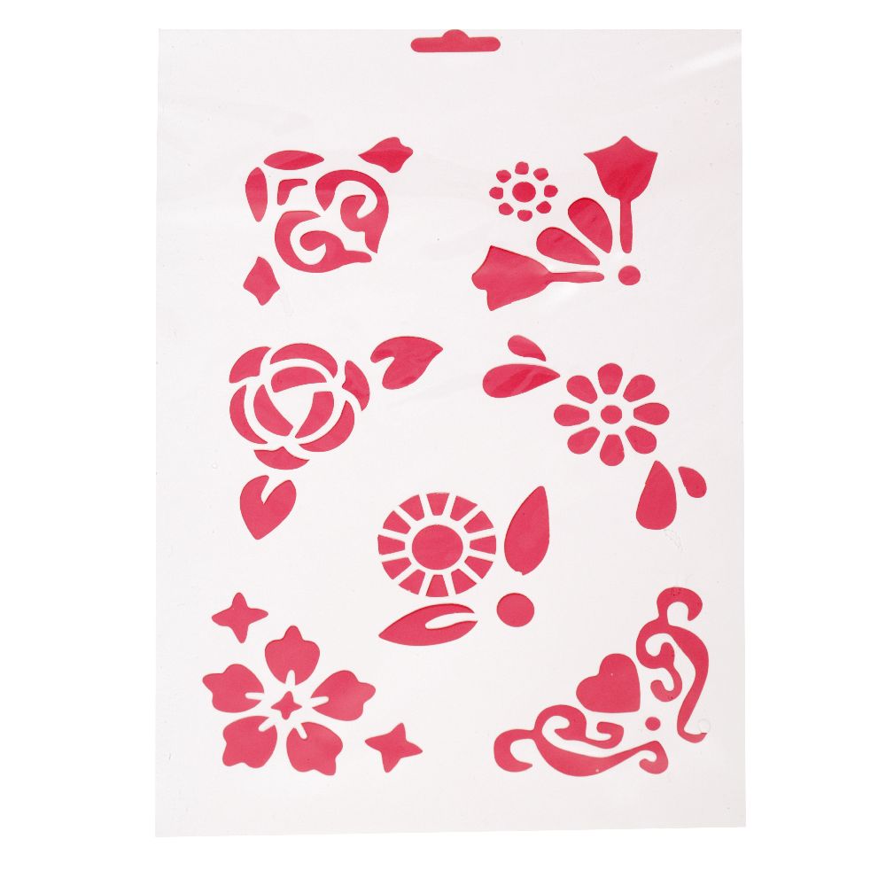 Plastic stencil for cutting and drawing Flowers DIY Decorative Painting Stencil, 21x31 mm motif 3