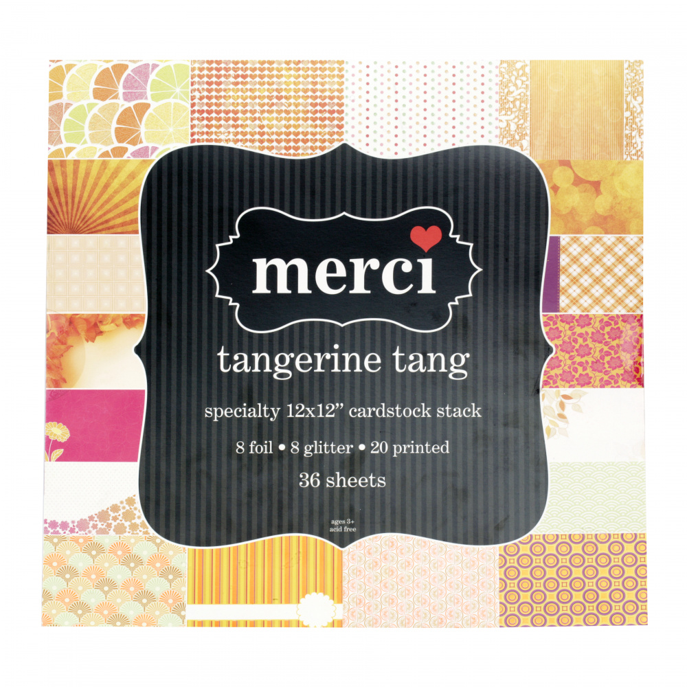 Дизайнерска хартия за скрапбукинг 12 inch (30.5x30.5 см) 18 дизайна x 2 листа Tangerine tang