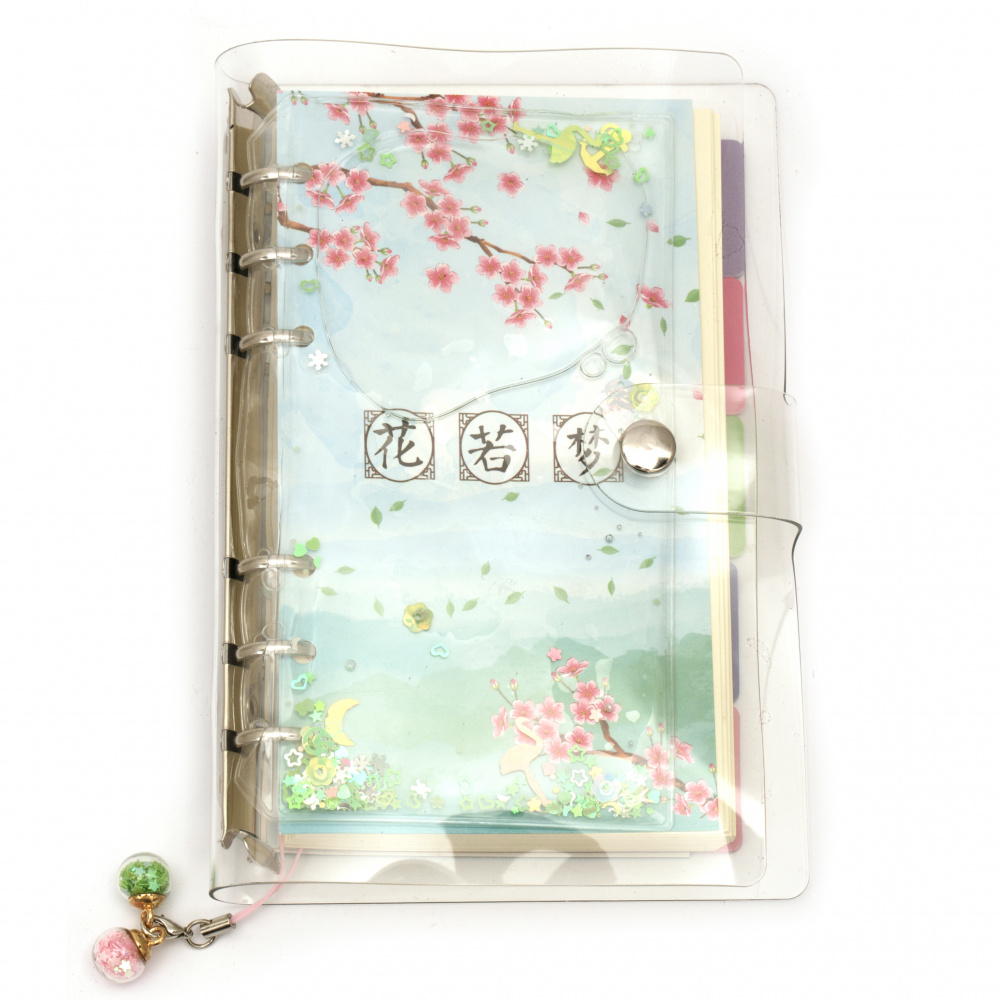 Organizer in spiral silicone case with  movable gel 10.5x18 cm 160 sheets with divider and  knob 