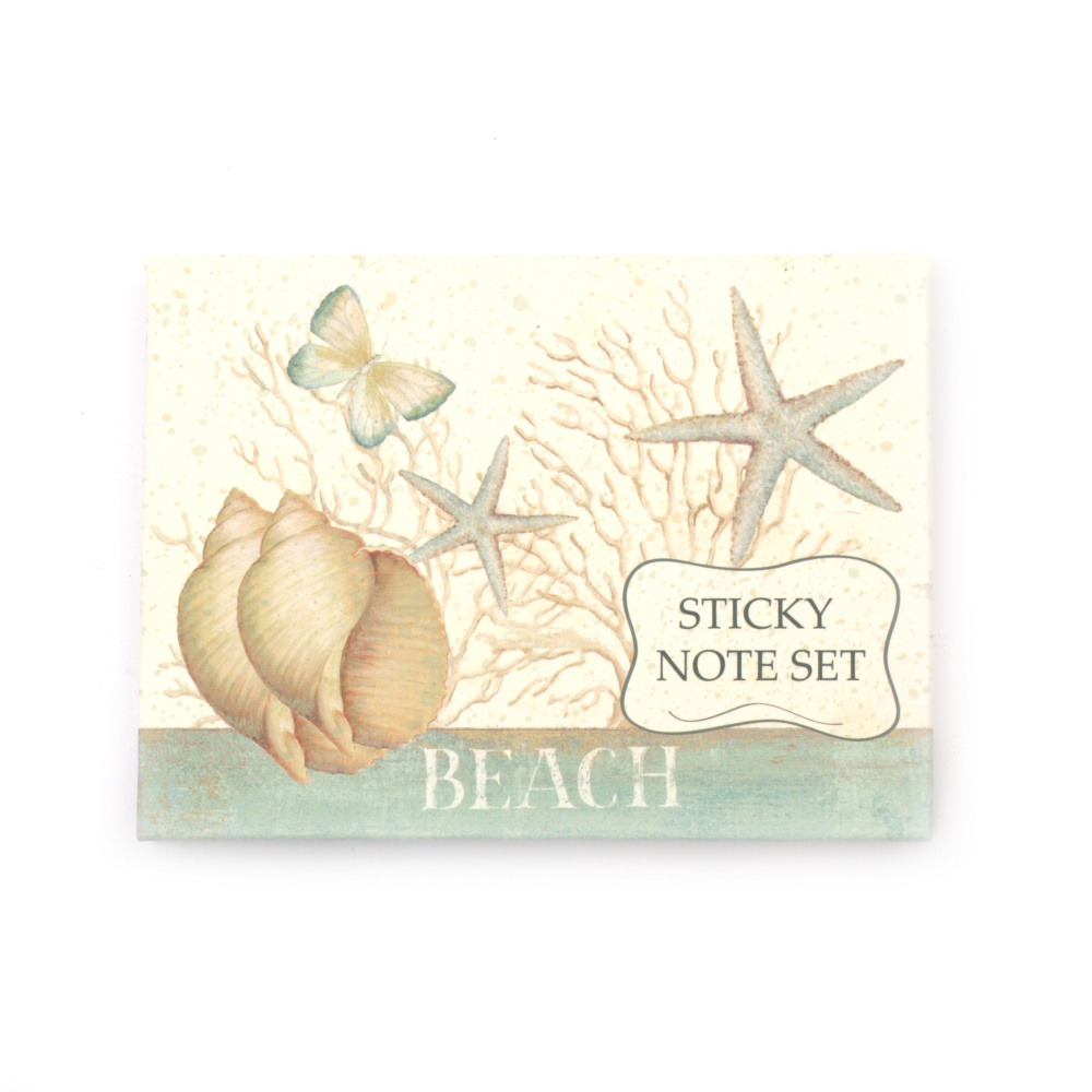 Notebook and Colored Sheets, 8x10.5 cm, Seashells