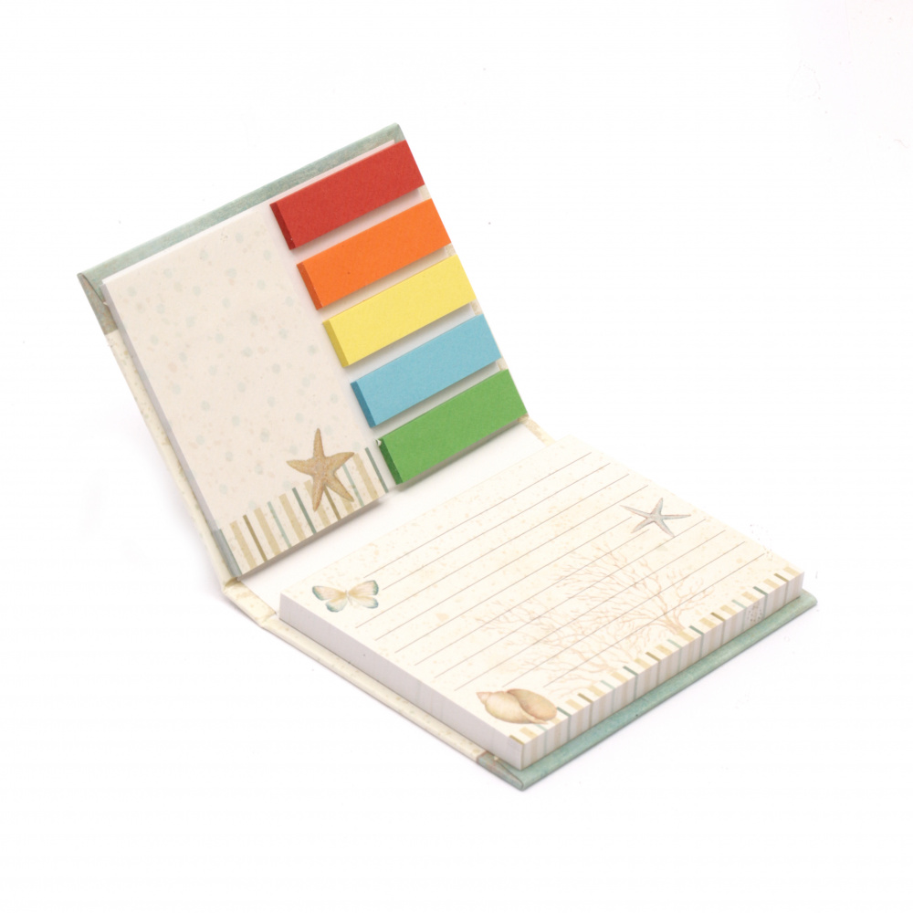 Notebook and Colored Sheets, 8x10.5 cm, Seashells