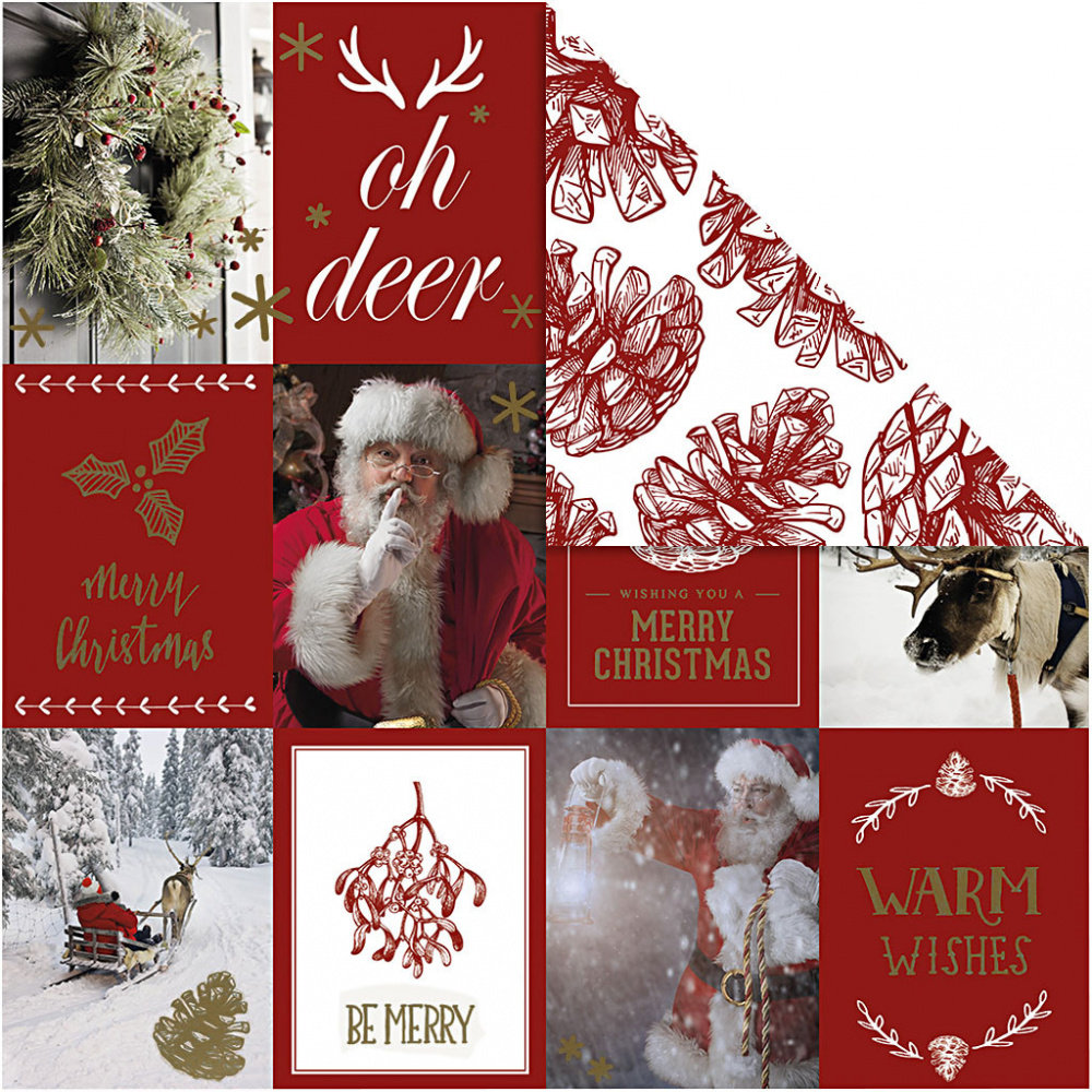 Χαρτί scrapbooking διπλής όψης Χριστουγεννιάτικα μοτίβα και κώνοι από Vivi Gade 180 g Creativ -3 φύλλα