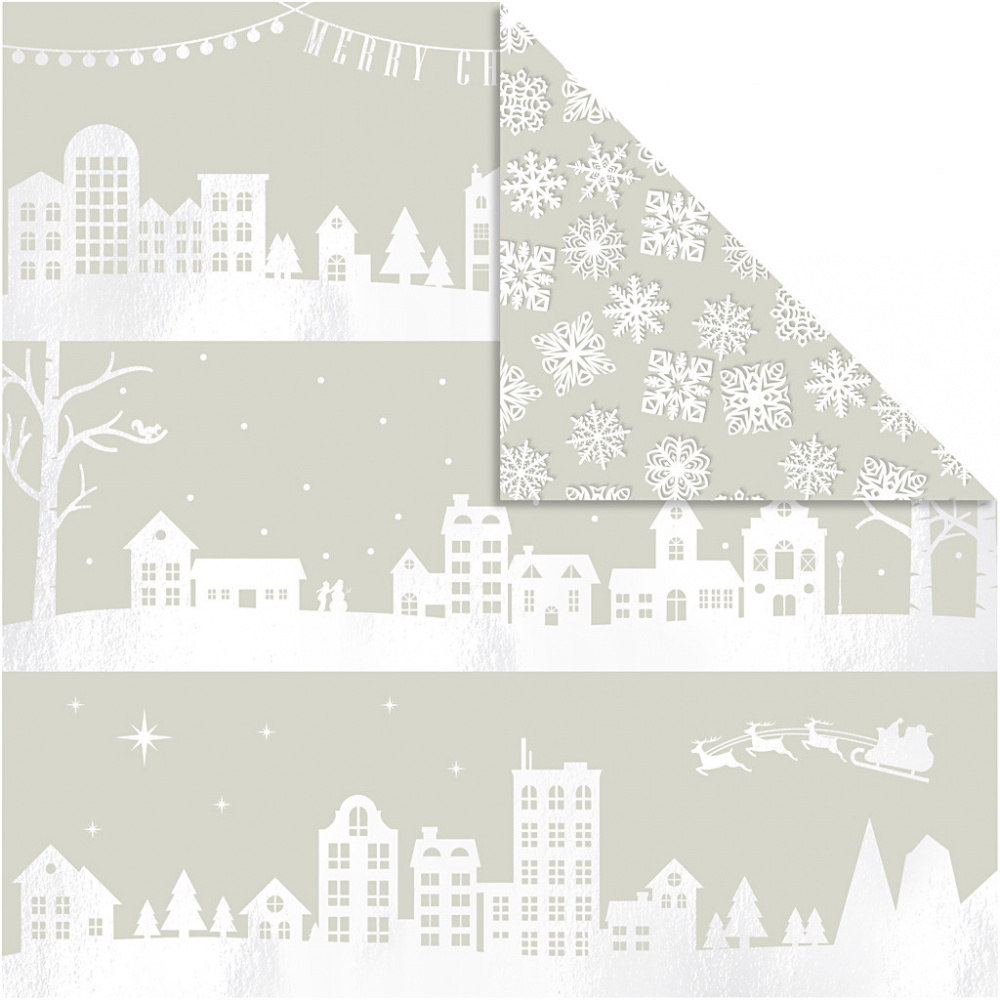 Дизайнерска хартия двустранен печат Houses And Snowflake by Vivi Gade 180 гр Creativ -3 листа