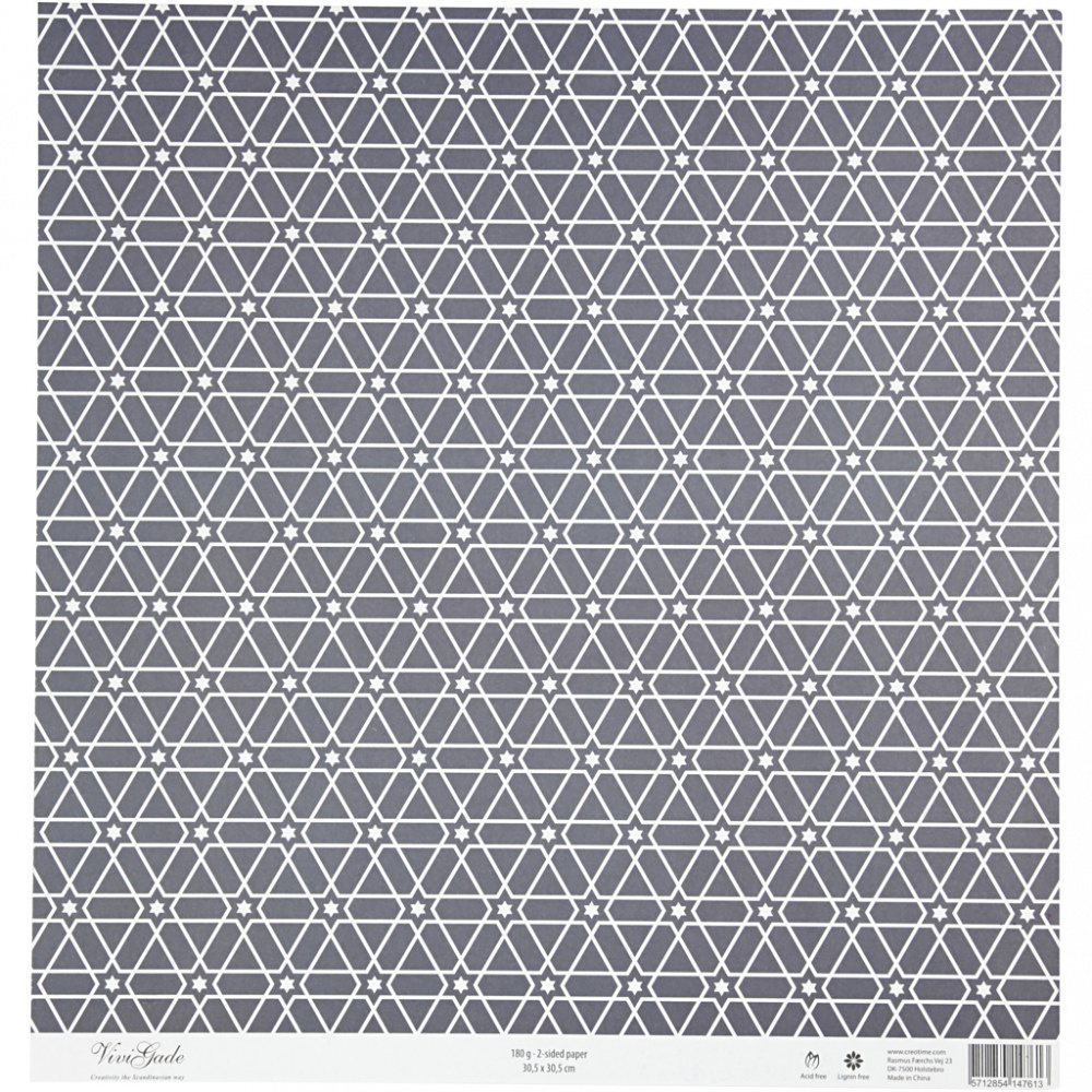 Χαρτί σχεδιαστής εκτύπωσης διπλής όψης Ελάφια και μοτίβο Μαύρο Ασημί Λευκό από Vivi Gade 180 g Creativ -3 φύλλα