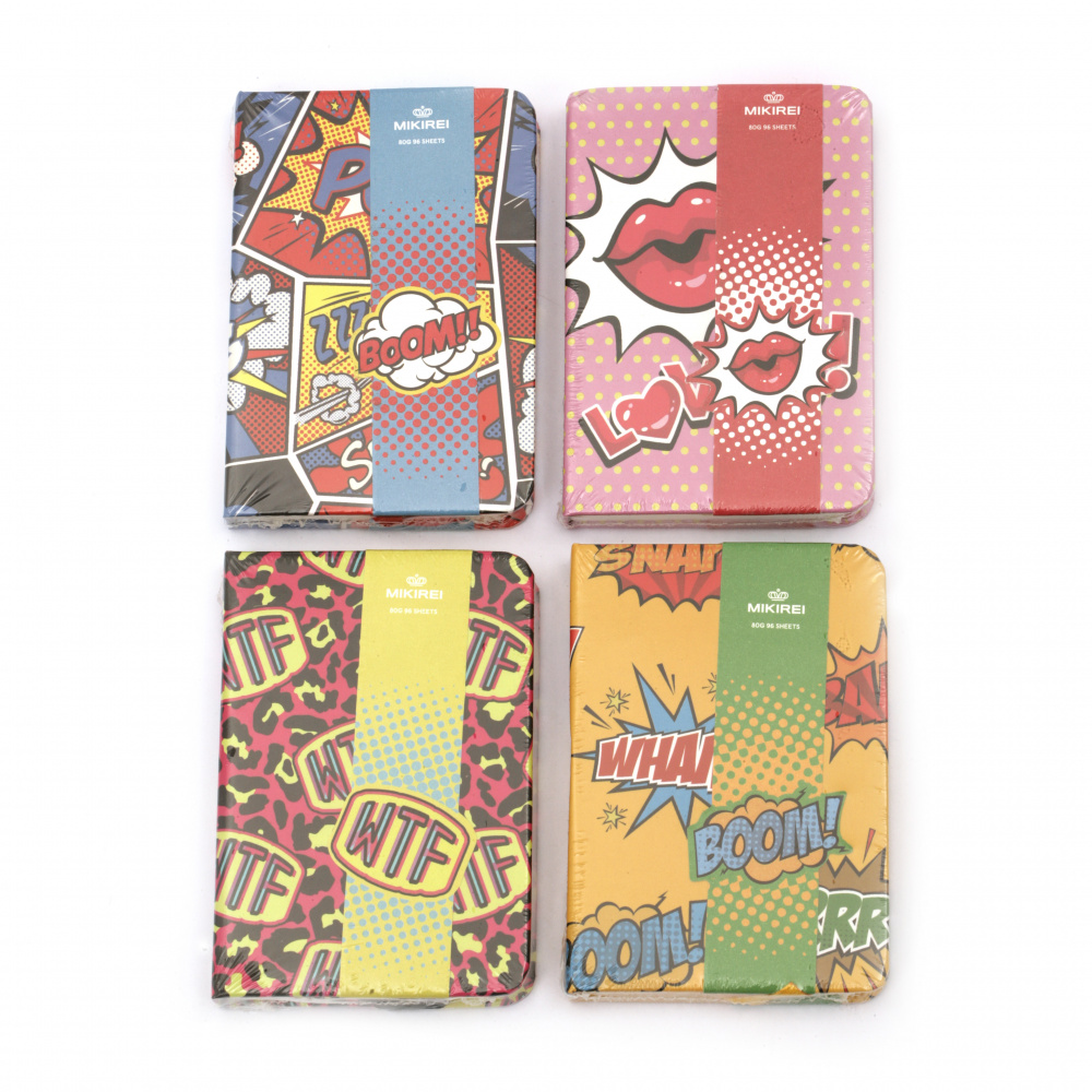 Hardcover Pocket Notebook with Elastic Band, 10.5x7.5 cm, 96 Sheets, Assorted Colors