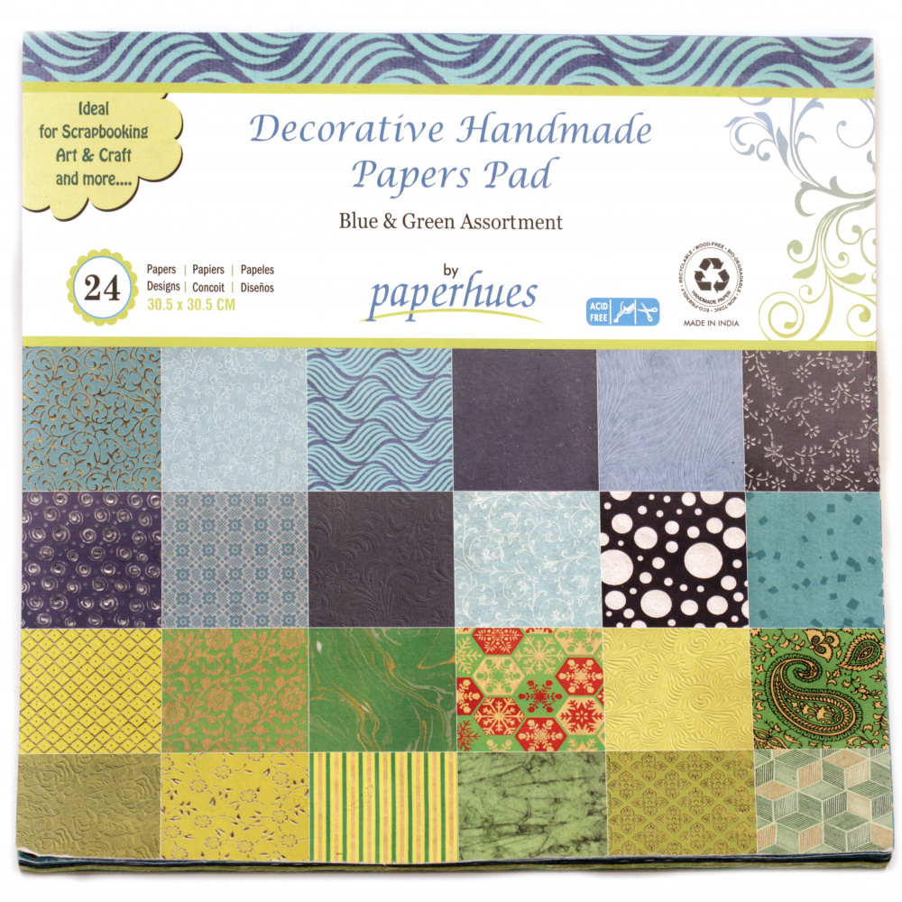 Paperhues Decorative Scrapbook Papers 12x12 Pad, 50 Sheets