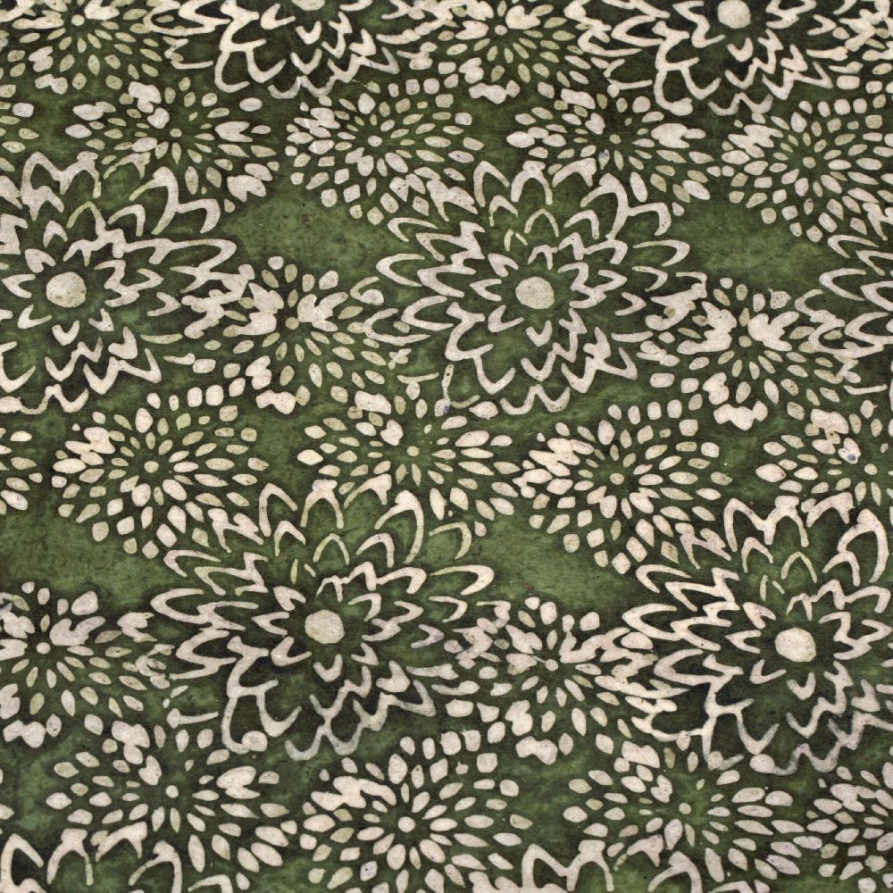Handmade Nepal Pape 60 g handmade 48x75 cm Batik Mums - olive green