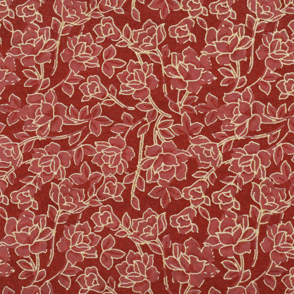 Seamless Floral Indian Paper 120g for scrapbooking, art and craft 56x76 cm textile NON WOVEN Red Flowers HP24