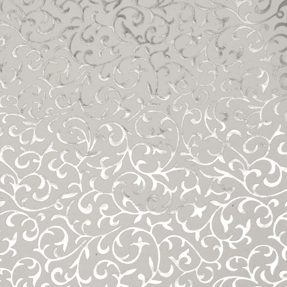 Design Floral Paper from India 120 gr for scrapbooking, art and craft 56x76 cm foil print Silver HP30