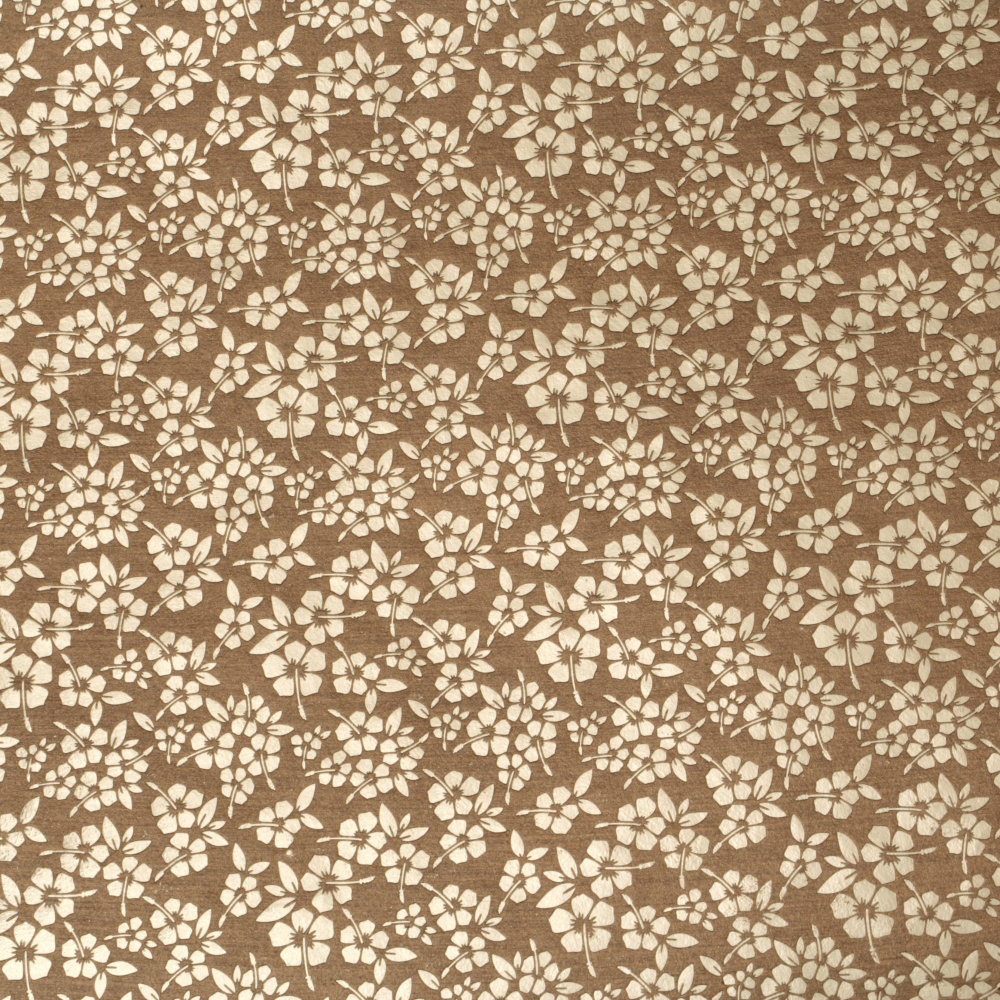 Designer floral paper 120 g for scrapbooking, art and craft 56x76 cm foil EMBOS Gold on Brown HP51
