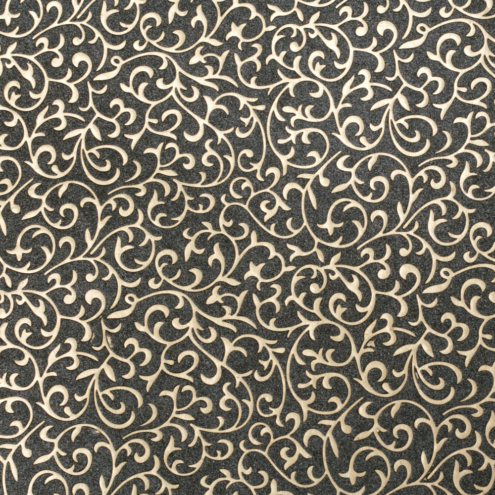 Seamless Floral Paperr 120g for scrapbooking, art and craft 56x76 cm foil EMBOS Gold Black HP57