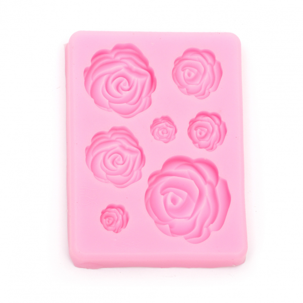 Silicone Mold 86x63x10 mm, 7 Roses with Dimensions 11-35 mm