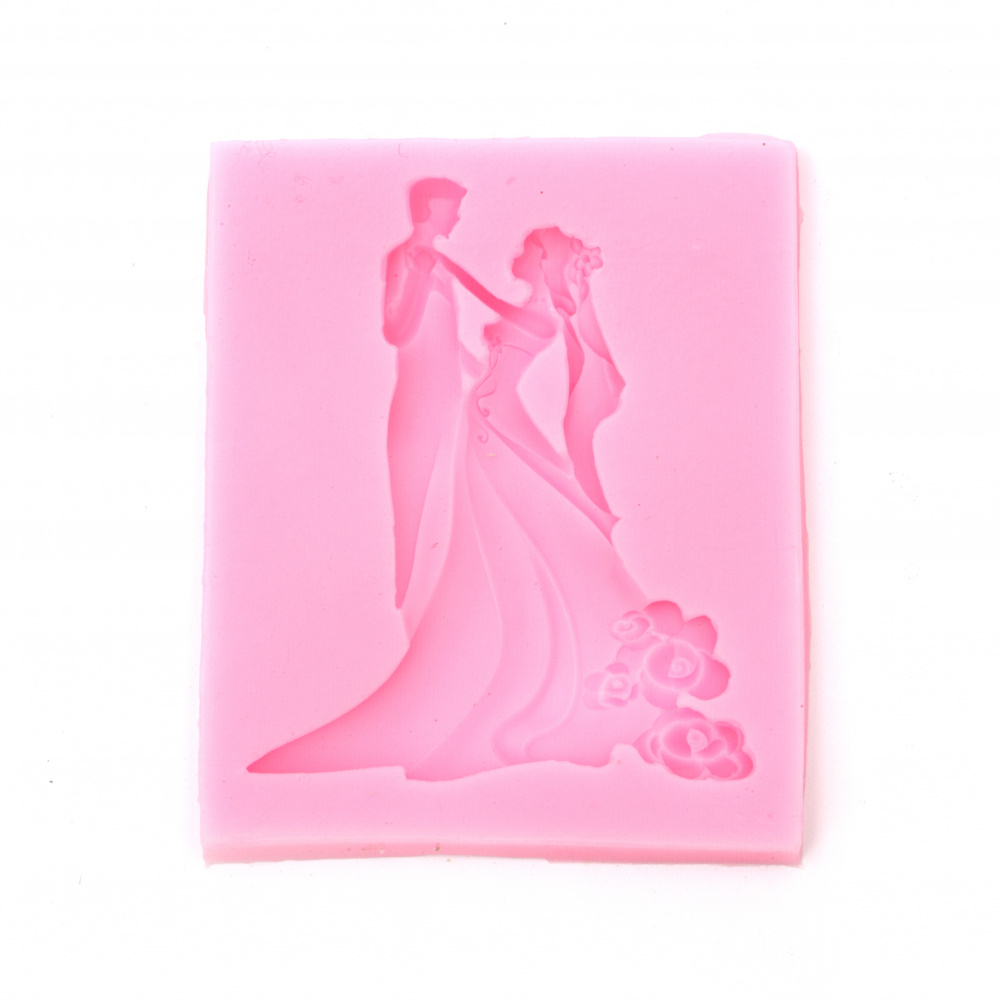 Silicone mold /shape/ 105x88x8 mm newlyweds for polymer clay crafts