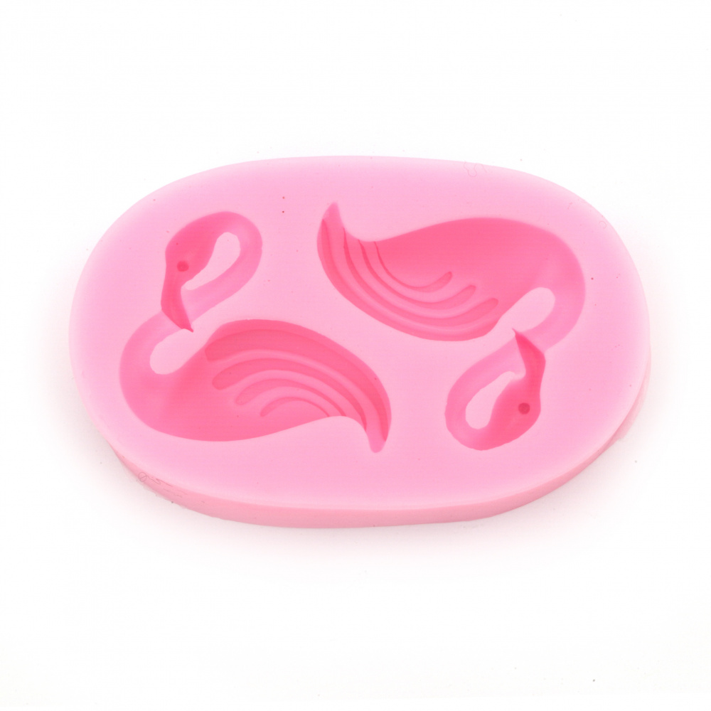 Silicone mold /shape/ 77x48x19 mm two swans, delicate elements for fondant,   chocolate, biscuits embellishment