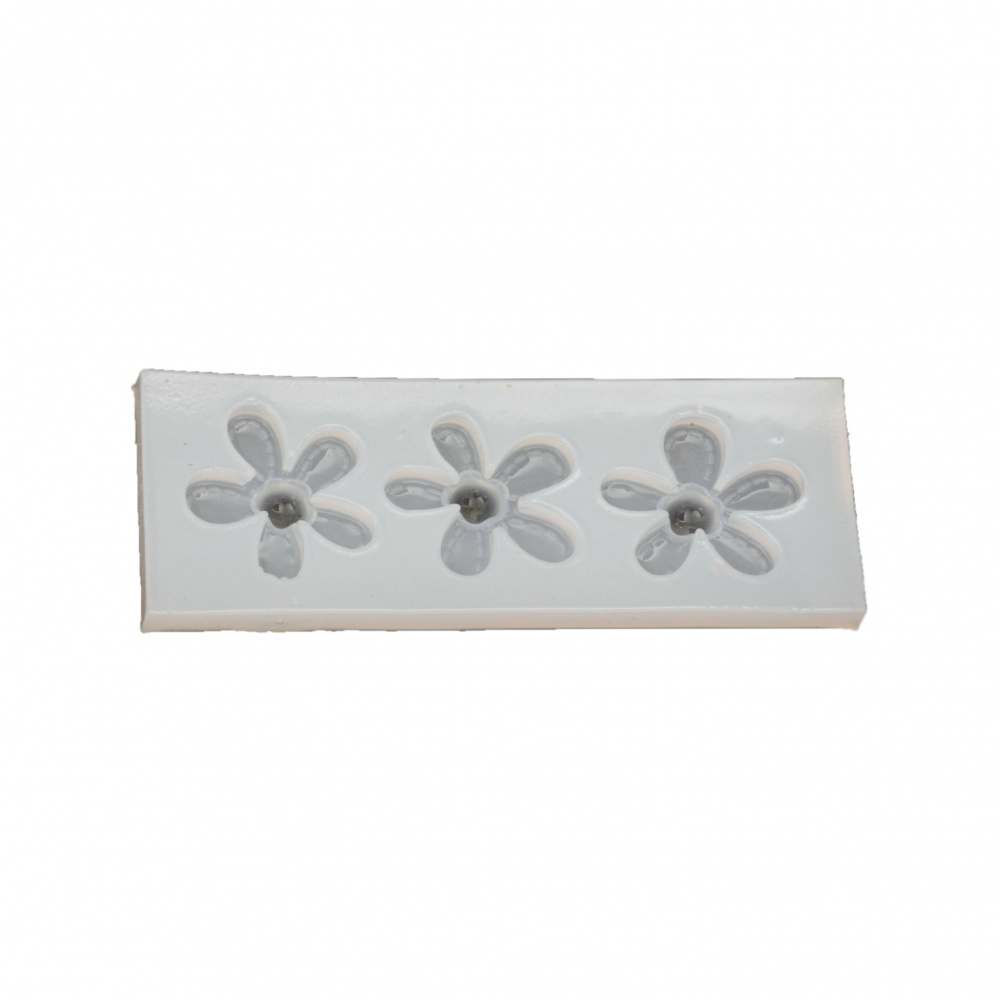 Silicone mold /shape/ 104x40x8 mm 3 flowers perfect to use for polymer clay crafts, for candies, soaps making and other hobbies
