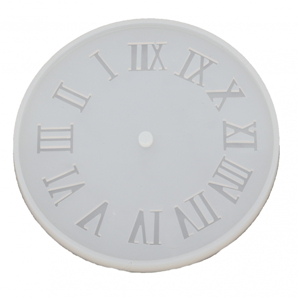 Силиконов молд /форма/ 155x155x10 мм голям циферблат за часовник с римски цифри