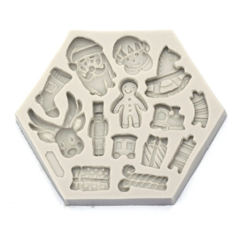 Silicone mold /shape/ 135x113x15 mm 3D Christmas figures for festive DIY decoration