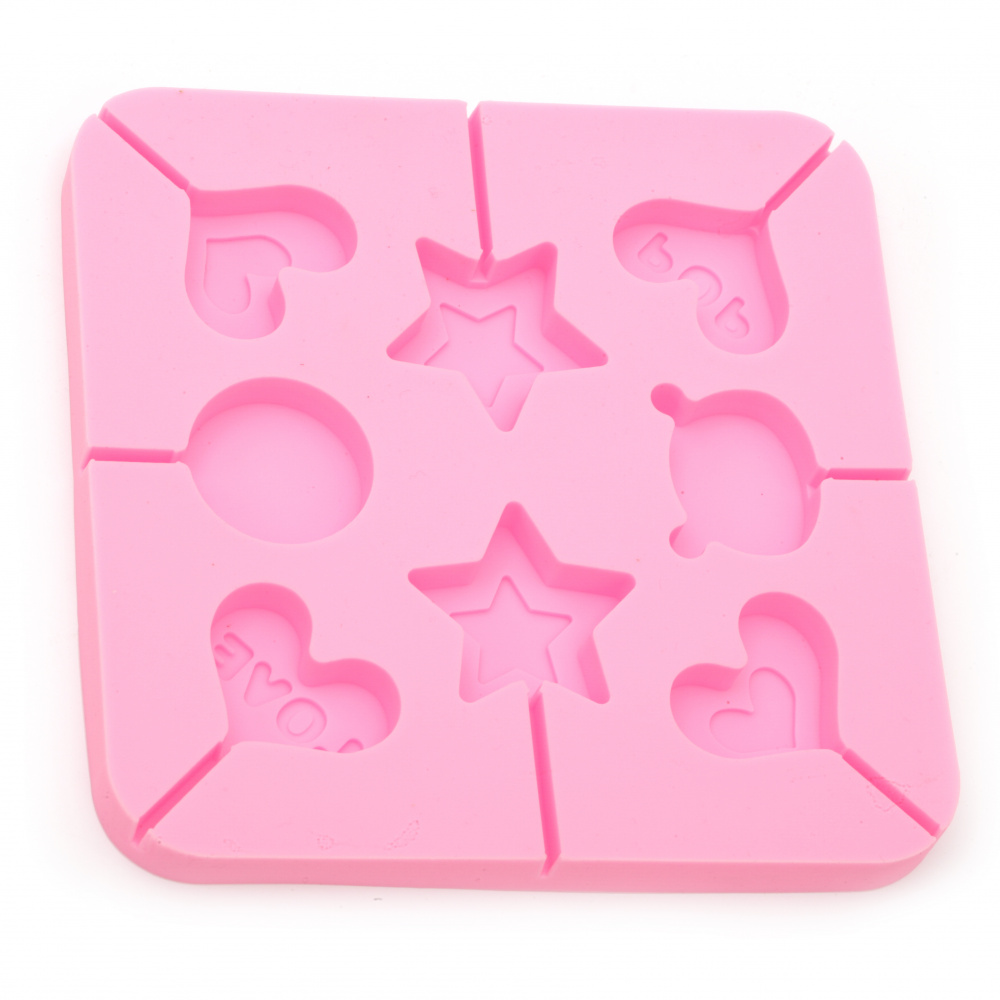 Silicone mold /shape/ 170x170x15 mm different shaped lollipops