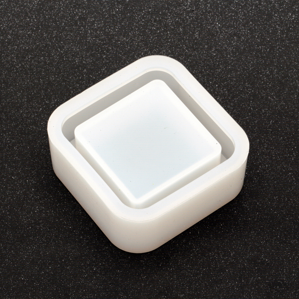 Craft Silicone Mold, Modular Part 1: Square Shape with Bottom /    8.8x8.8x3.4 cm, Finished size: 8.8x8.8x2.4 cm