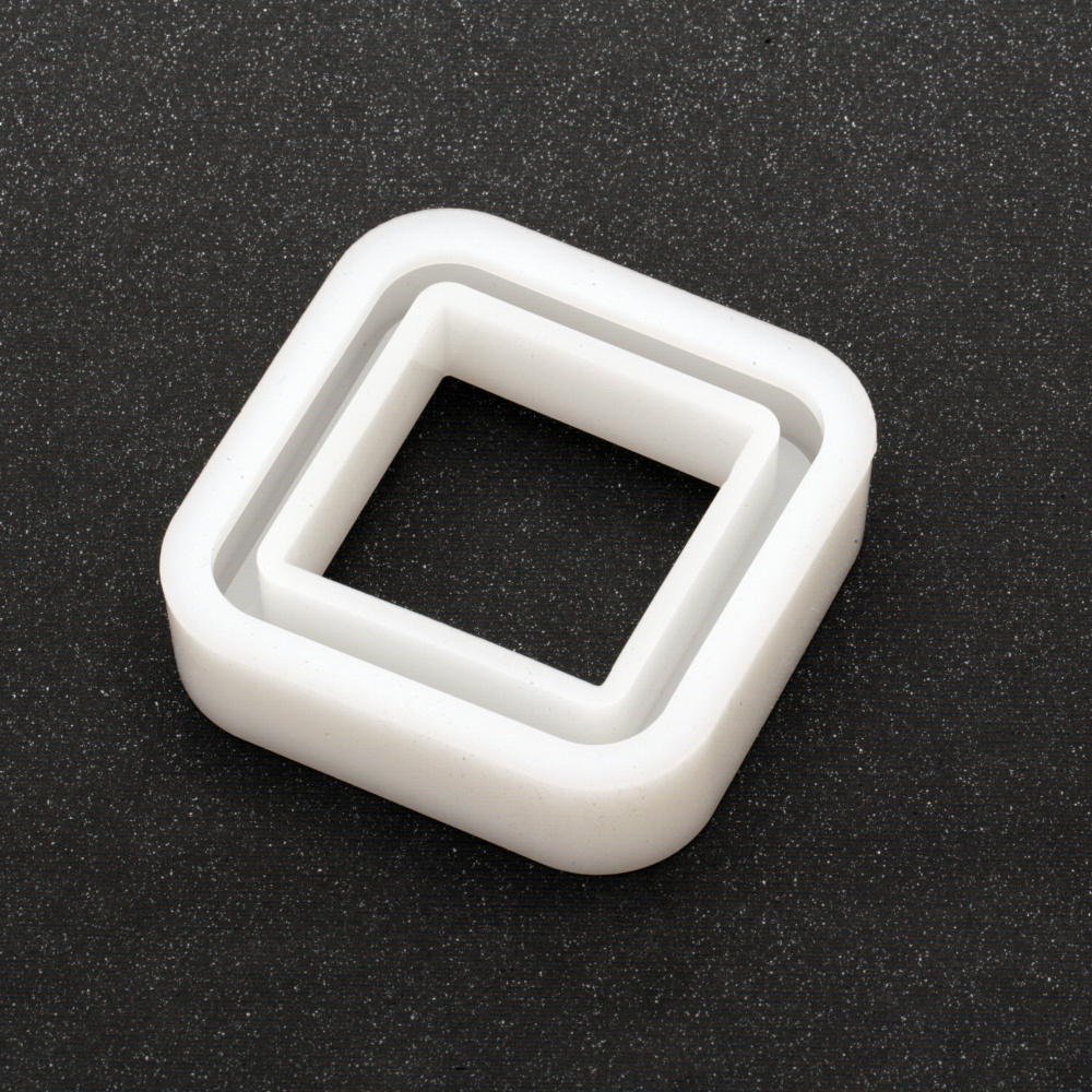 Craft Silicone Mold, Modular Part 2: Square Frame / 8x8x3 cm,  Finished Size: 8x8x2 cm