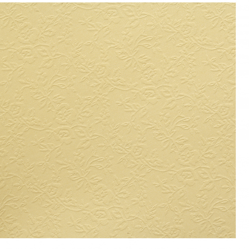 Картон перлен едностранен релефен с цветя 210 гр/м2 А4 (21x 29.7 см) цвят жълт -1 брой