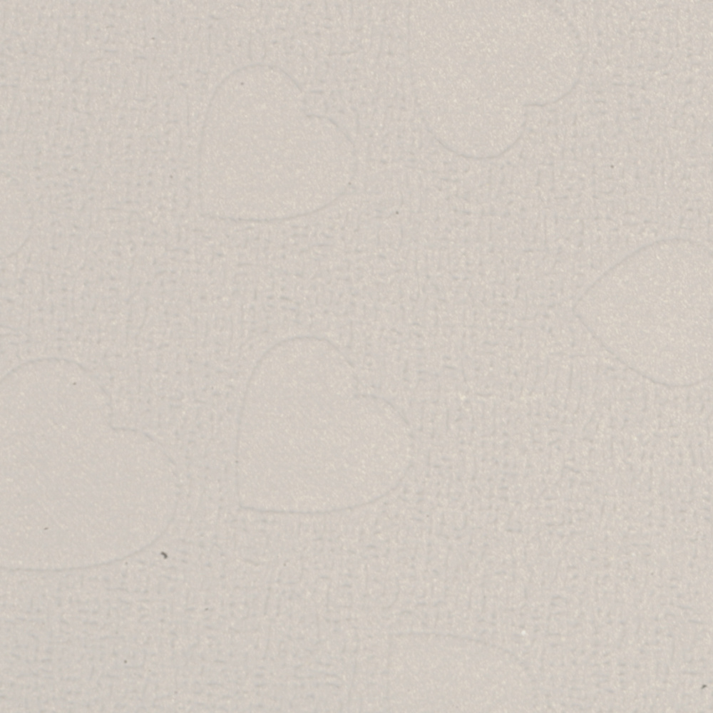 Pearlescent Single-Sided Embossed Paper with Hearts, 120 gsm, 50x70 cm, White - 1 Sheet