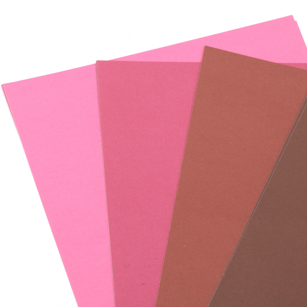 Smooth Double-sided Cardboard /  Berry Shades / 250 g/m2; A4 (21x 29.7 cm); Pink-red Range - 8 pieces