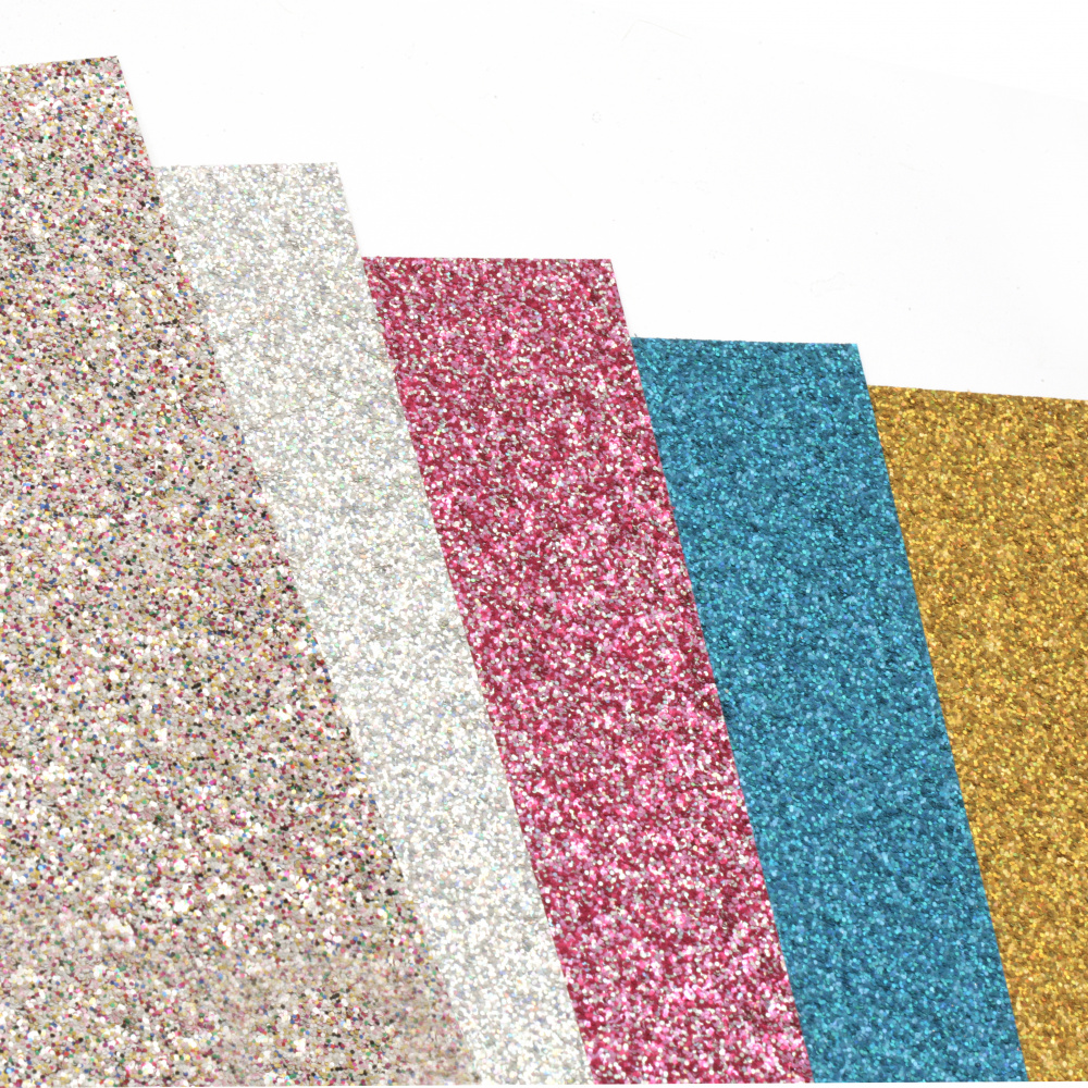 Χαρτόνι  FOLIA με GLITTER 300 g / m2 μεγάλο σε διάφορα χρώματα  17,4x24,5 cm ασημί, χρυσό, ροζ, μπλε, μελάνη -5 τεμάχια
