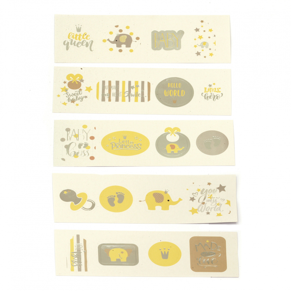 URSUS Designer Cardstock, 220 g/m2, A4, Single-Sided, Baby Assorted Designs, 5 Sheets with Die-Cut Figures