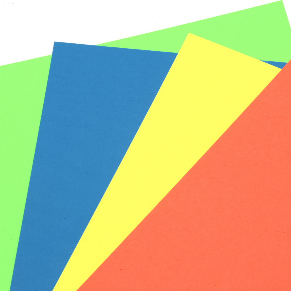 Carton fluorescent 230 g/m2 A4 MM Fluro Art Card Pachet 5 culori 30 buc