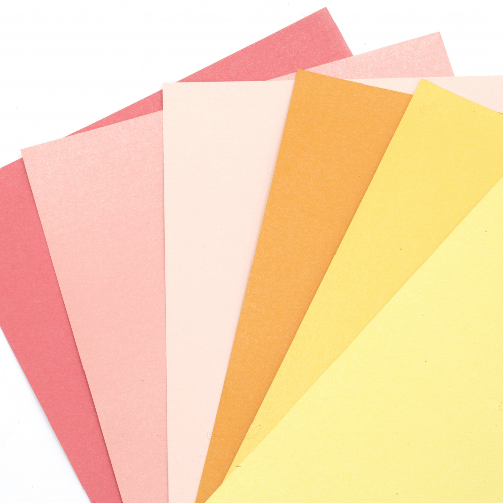 Pearlescent Cardstock, 250 g/m², A4 (297x210 mm), Citrus Color, 6 Colors - 60 Sheets