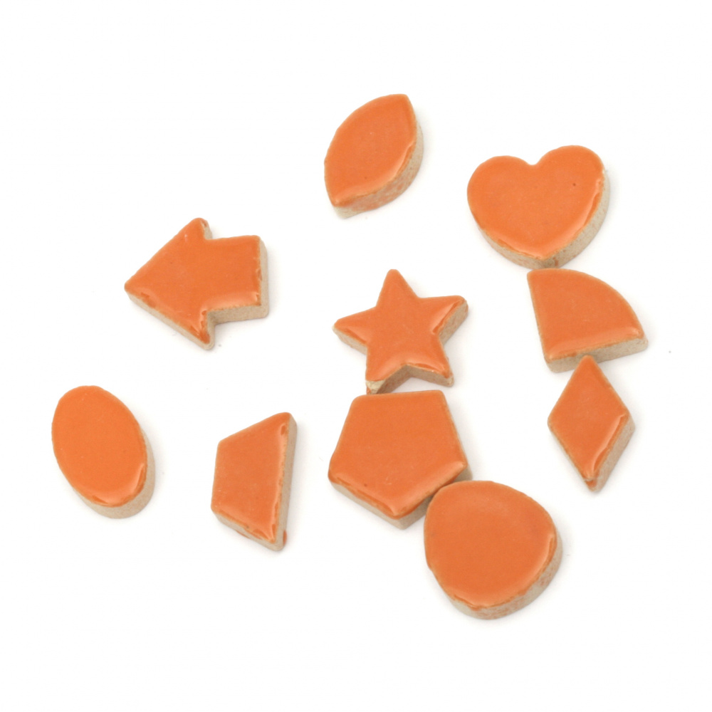 Mosaic different shapes and sizes color orange -16 pieces