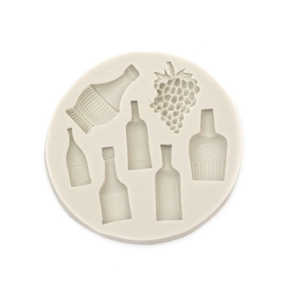 Silicone mold, 85x9 mm, Shape: Wine Bottles & Grapes