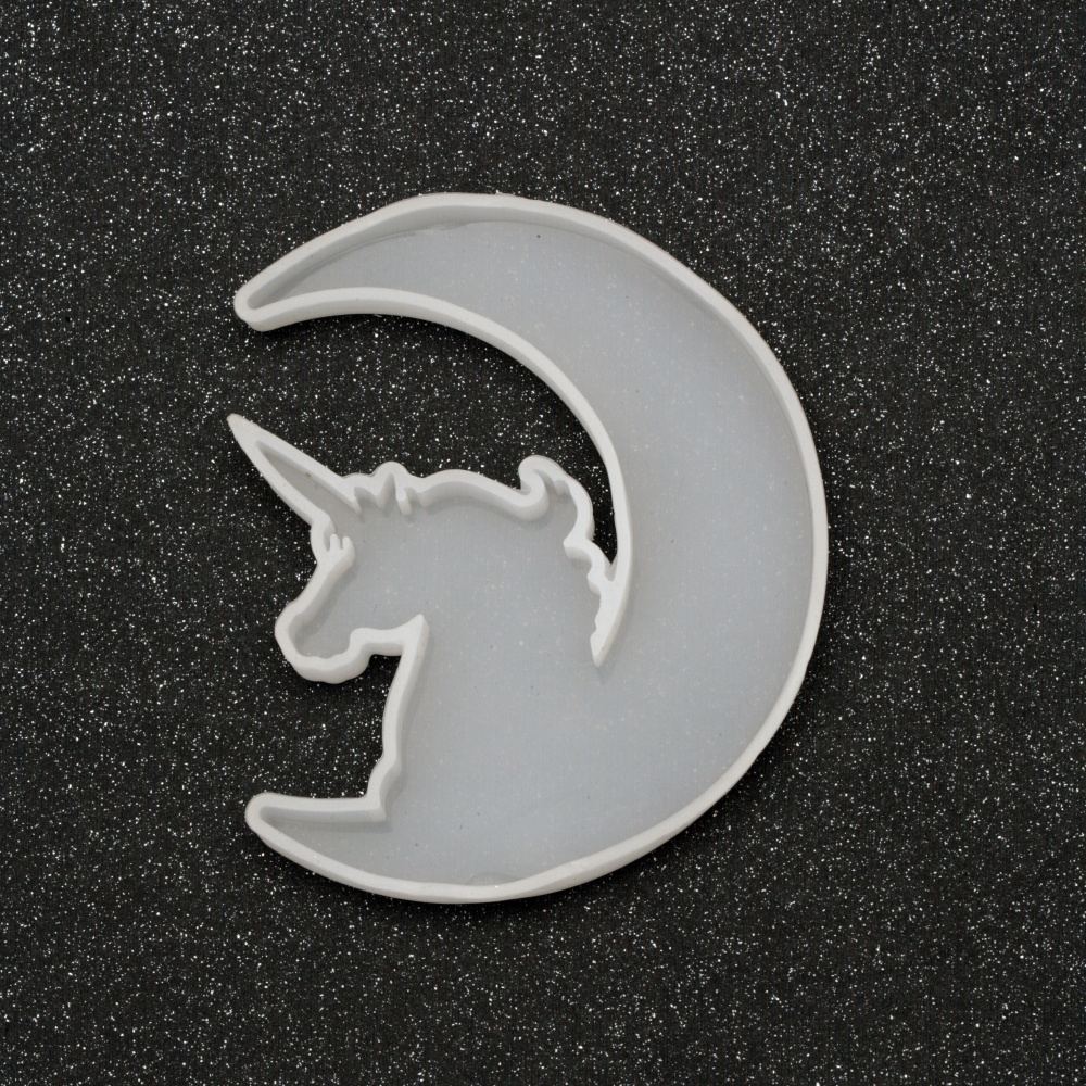 Silicone mold /shape/ 83x100x10 mm moon with unicorn