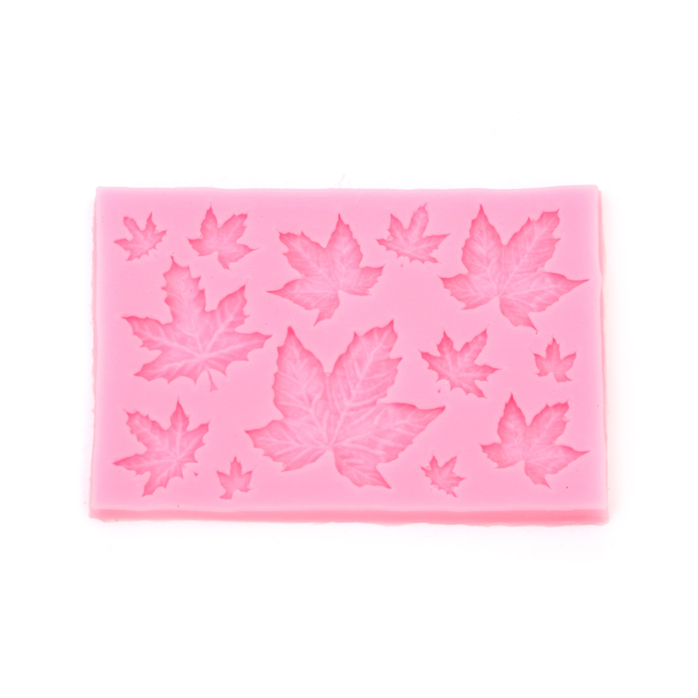 Leaf Motif Silicone Mold, 93x60x6 mm, Maple Leaves in Different Sizes