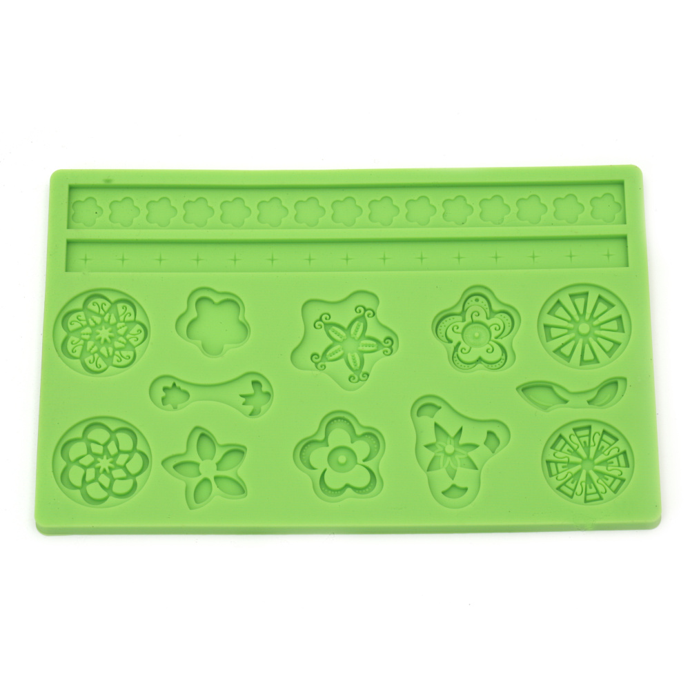 Silicone mold /shape/ 200x128x8 mm flowers