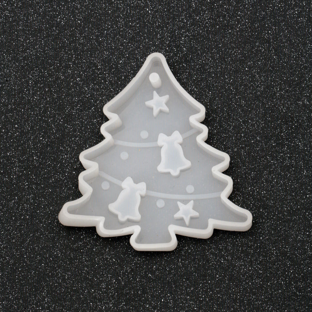 Silicone mold /shape/ 91x95x13 mm Christmas tree pendant