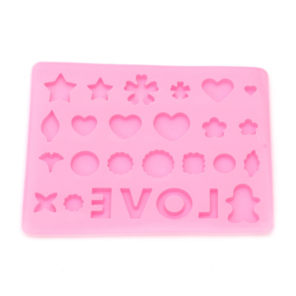 Silicone Mold /Shape/, 248x193x9 mm, Various Shapes and 'Love' Design