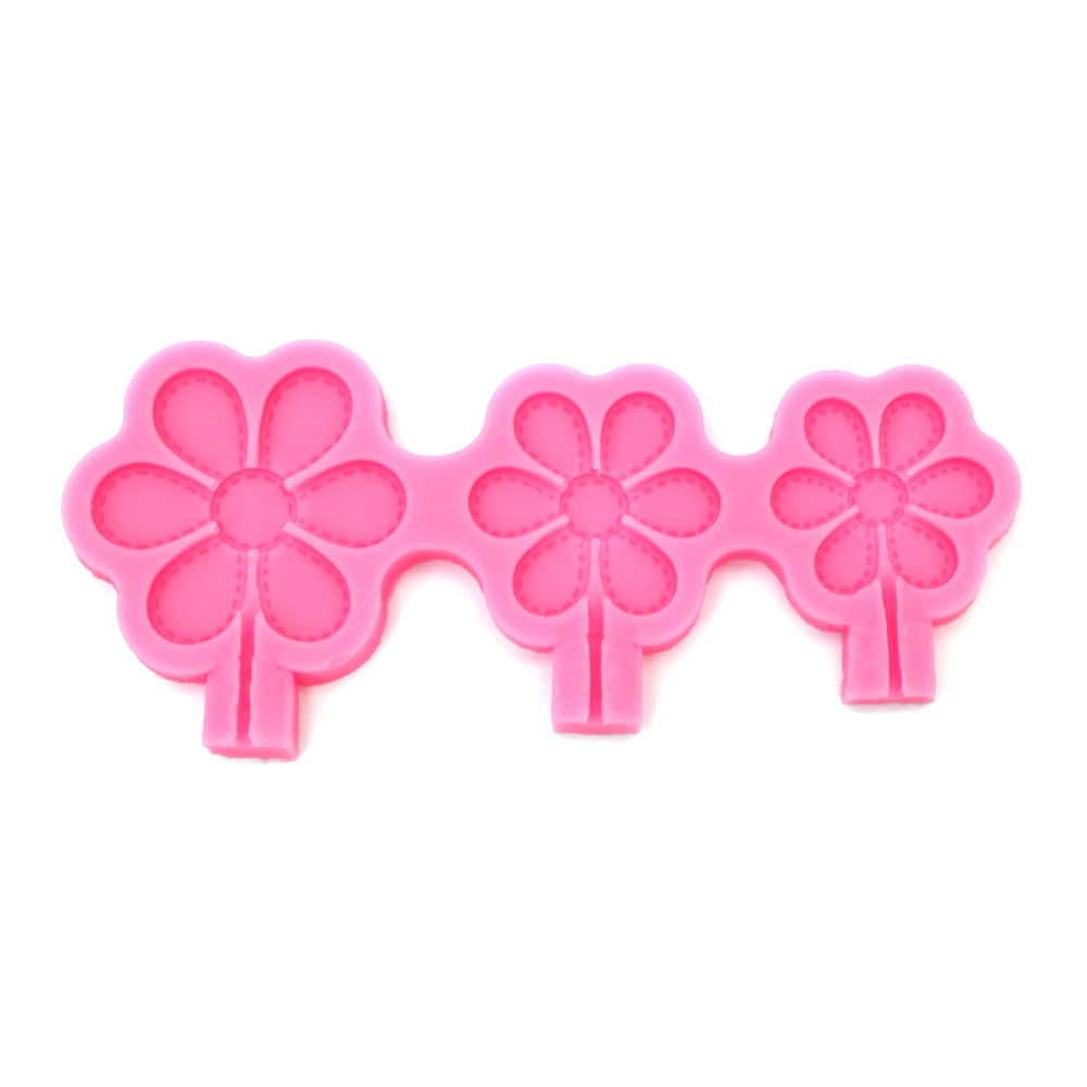 Silicone Mold 64x143x7 mm Flowers with Handle Slot