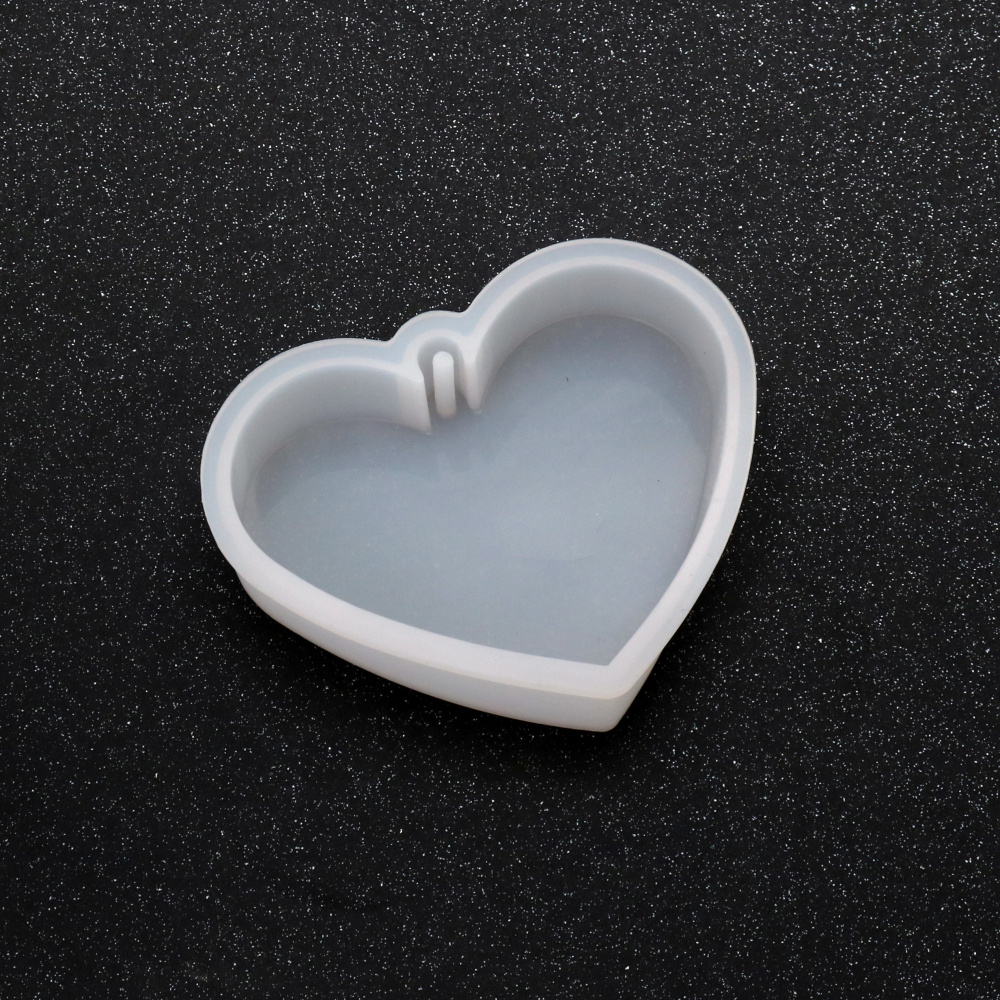 Silicone Mold, Template, 95x85x22 mm, Heart Pendant