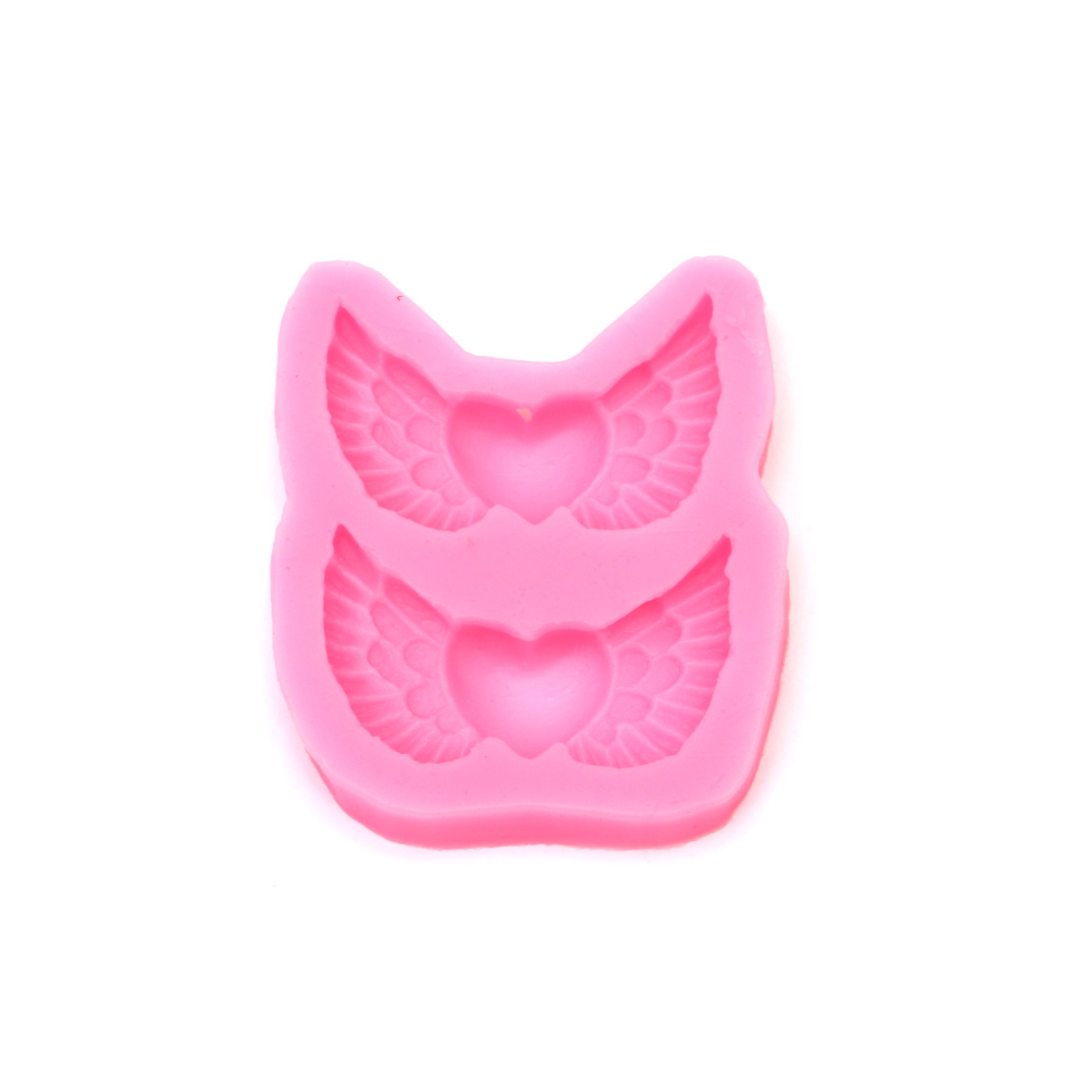 Silicone Mold, Template, 77x93x11 mm, Hearts with Wings