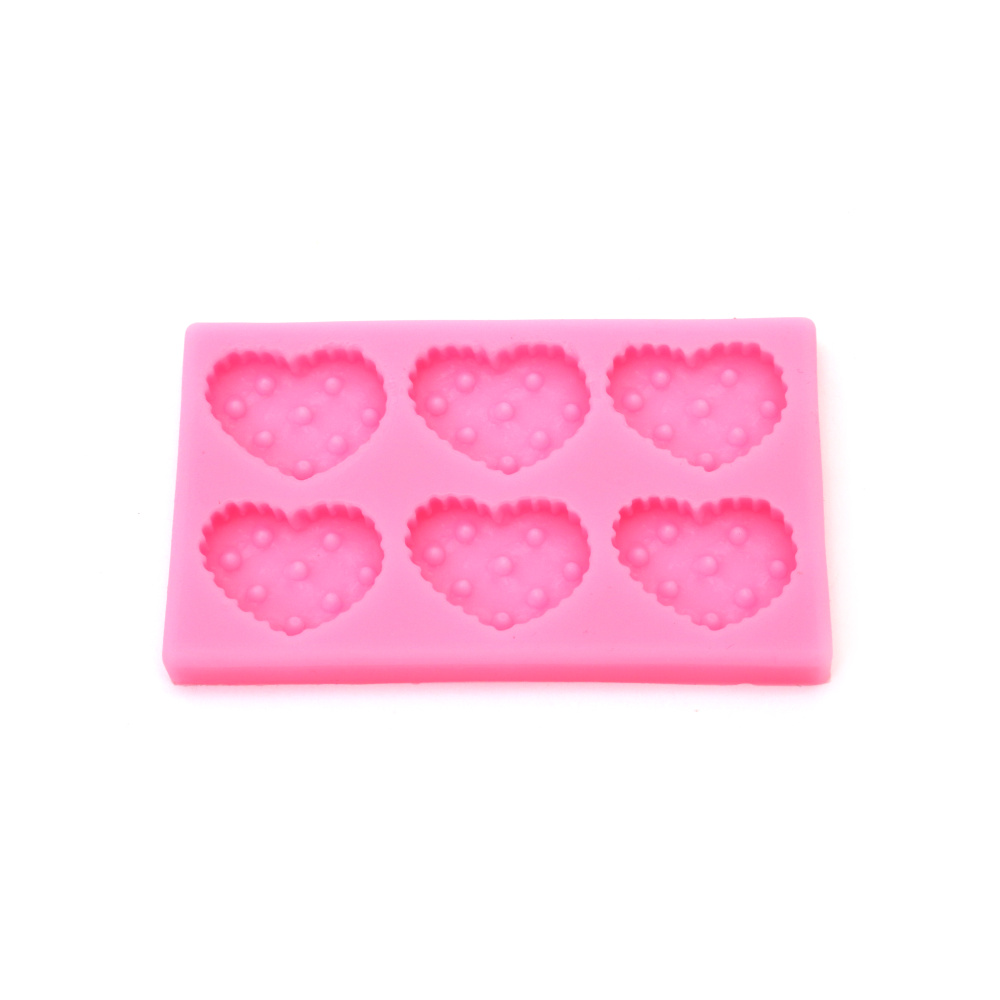 Silicone Mold, 90x65x7 mm, Hearts Shape