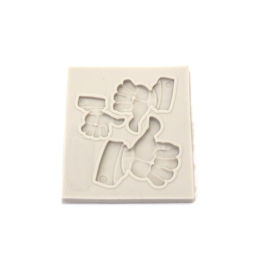 Silicone Mold, 81x71x6 mm, Thumbs Shape