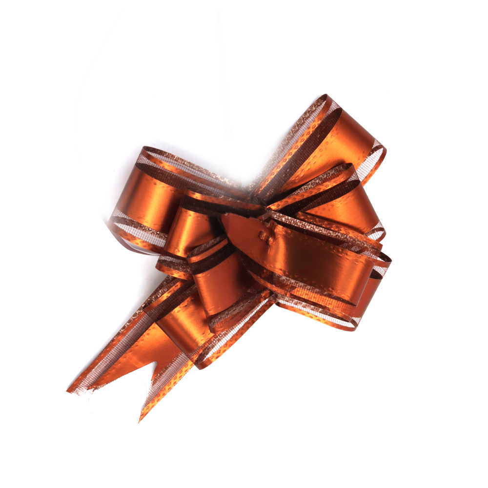 Organza and Fabric Brown Ribbon 460x29 mm - Pack of 10