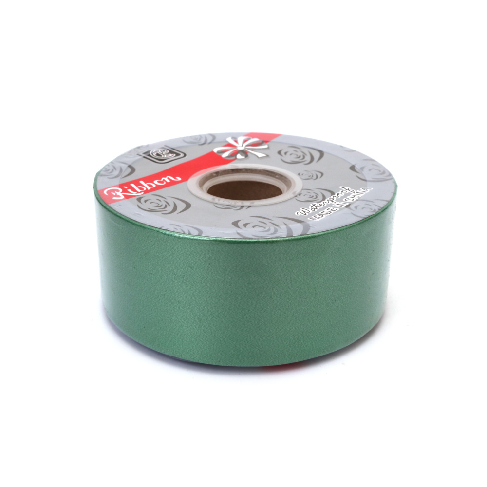 Panglică pentru flori și ambalaje 48 mm culoare verde ~75 metri